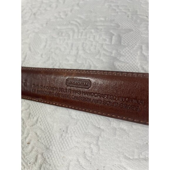 Coach Brown Leather Embossed Belt With Brass Buckle Size 32 - Picture 5 of 7